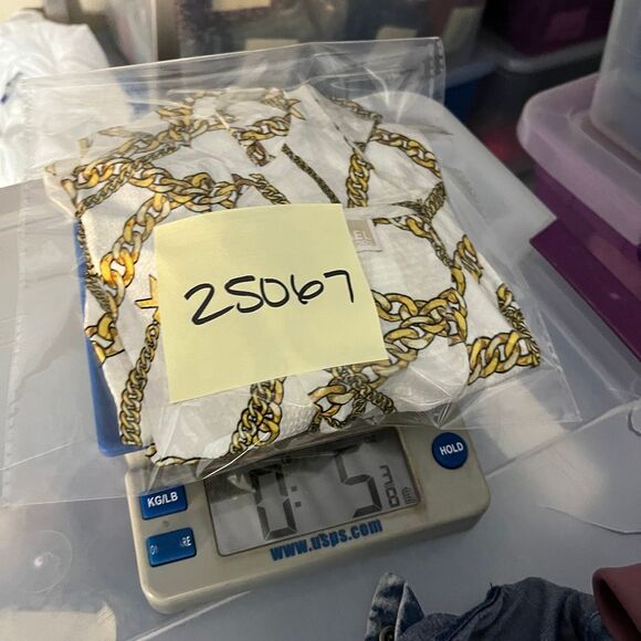 Michael Kors Logo Chain Print Blouse V-Neck Classic Bold Short Sleeve Top 3X - Picture 10 of 10